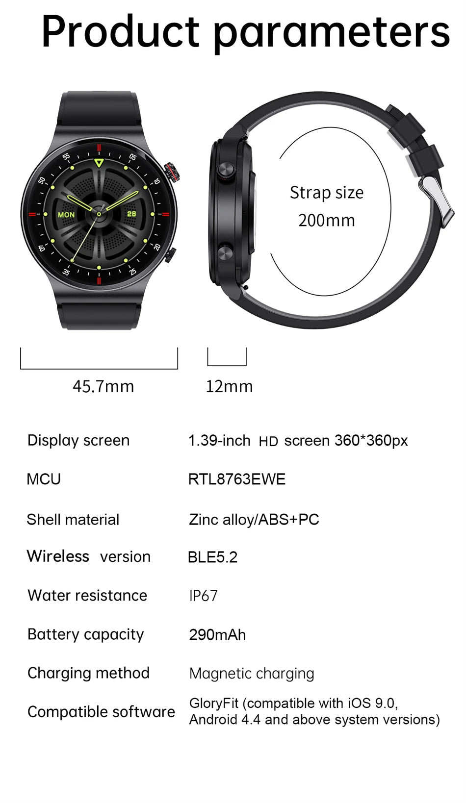 2024 Bluetooth Call Smart Watch Men HD Screen Sports Fitness Watches Waterproof Health Monitoring Smartwatch Men For Android IOS