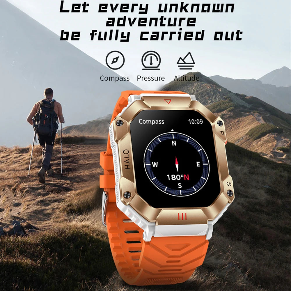 2024 New 650mAh Large Battery SmartWatch Men Compass Heart Rate IP68 Waterproof Bluetooth Call Sports Military Smart Watch Men