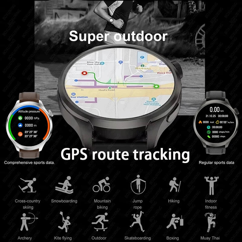 For HUAWEI Outdoor Sports Smart Watch Men AMOLED Screen NFC GPS Compass Heart rate Waterproof Bluetooth Call SmartWatch 2024 New