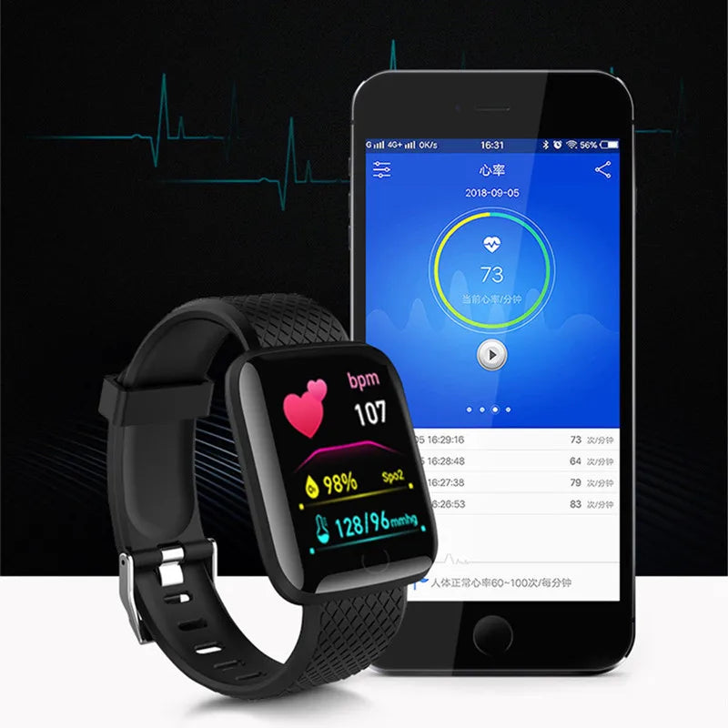 116plus Smart Watch Men Blood Pressure Waterproof Smartwatch Men Heart Rate Monitor Fitness Tracker Watch Sport For Ios Android