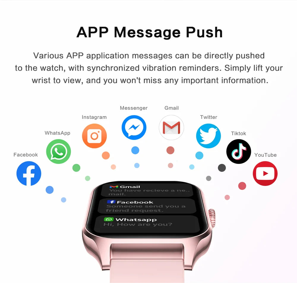 2024 Full Touch Smart Watch Women Custom Wallpaper Bluetooth Call Watch Sports Fitness Sleep Monitor IP67 Waterproof SmartWatch