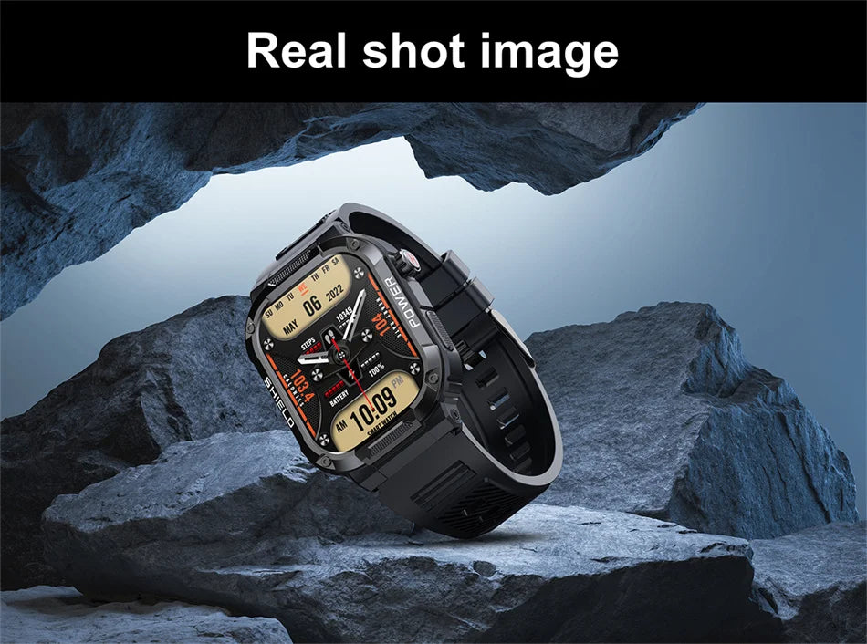 2024 Rugged Military Smartwatch Men For Android IOS Fitness Watches IP68 Waterproof 2.01'' AI Voice Bluetooth Call Smart Watches