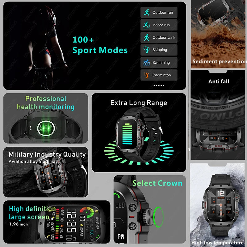 2024 For Xiaomi New Rugged Military GPS Smart Watch Men Bluetooth Call Health Monitoring AI Voice Sports Waterproof Smartwatches