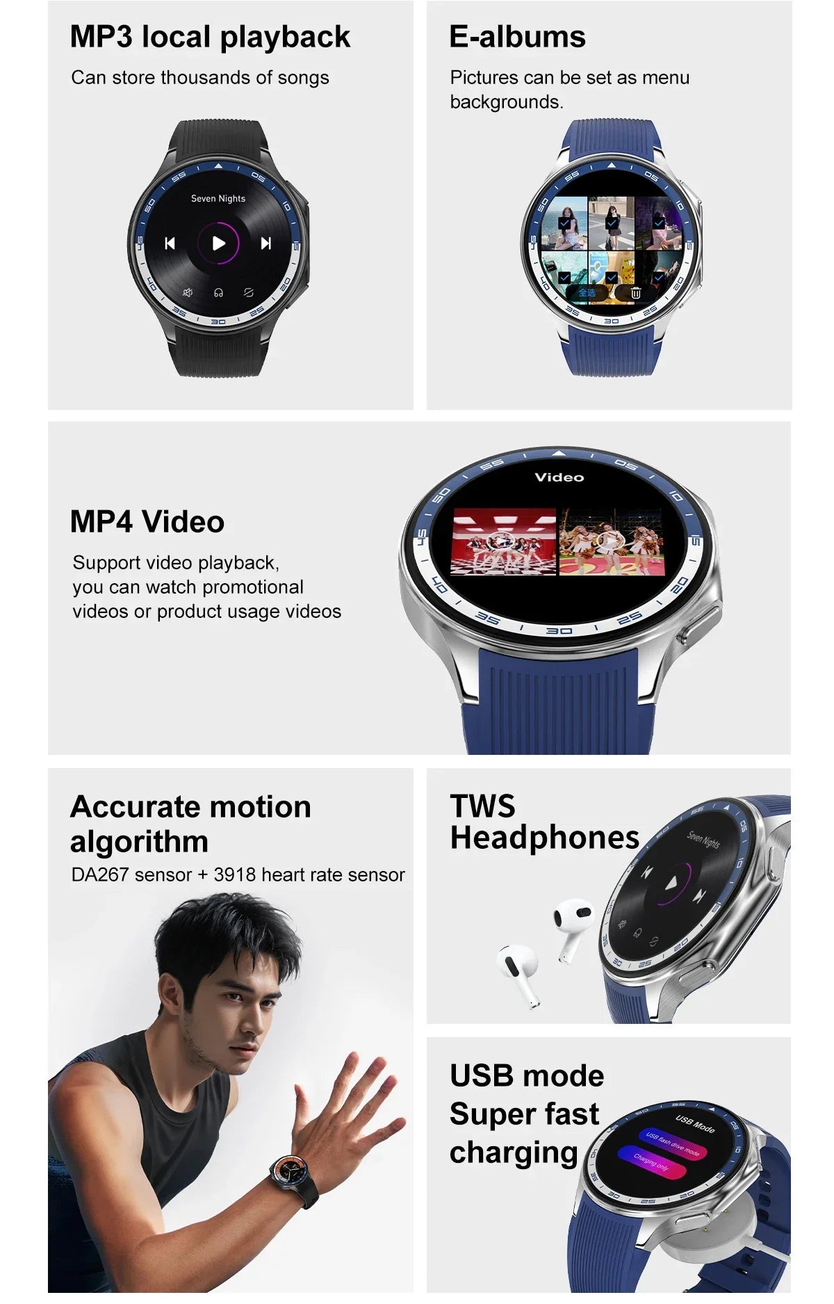 2024 New 3D Visual Surround Smartwatch For Xiaomi OPPO Watch X 32GB Memory Men MP4 Waterproof Watch 1.43" HD AMOLED Smart Watch