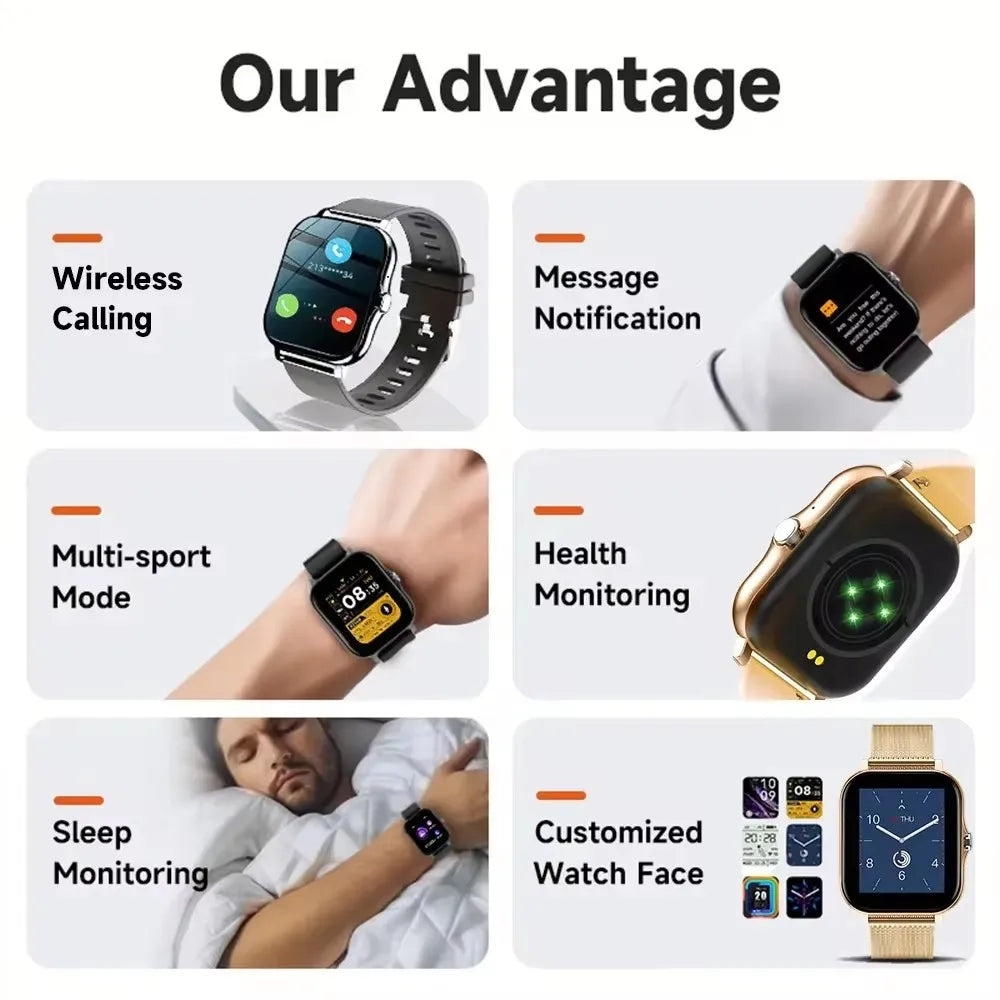 New Double Strap Smart Watch for Xiaomi huawei Apple  Bluetooth Call Sport Waterproof Heart Rate Sleep SmartWatch for Men Women