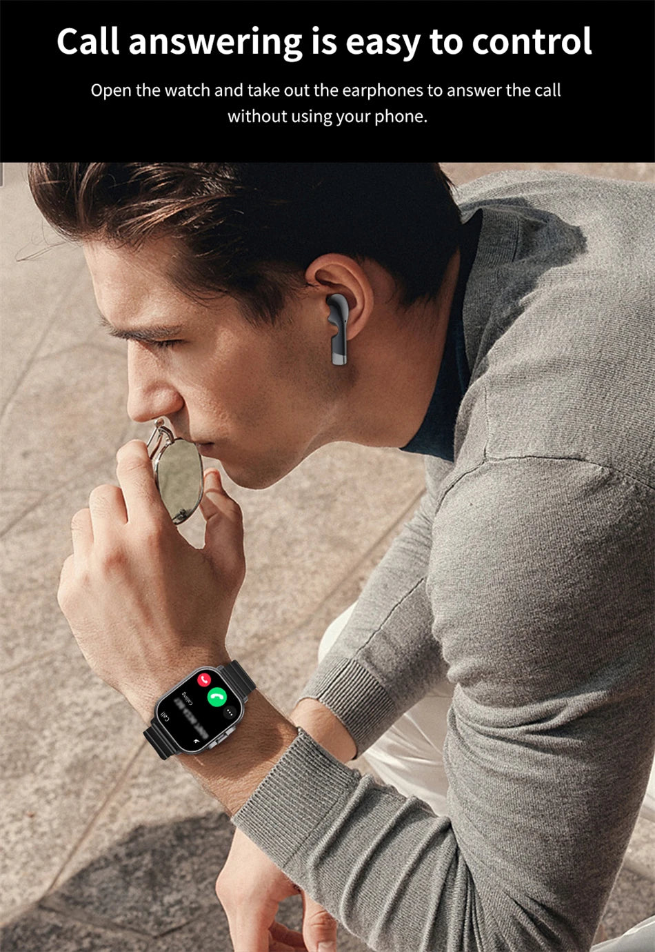 2024 New Smartwatch Earbuds 2 in 1 Wireless Bluetooth TWS Earphones Headset Call Waterproof Blood Pressure Sports Men Women Gift