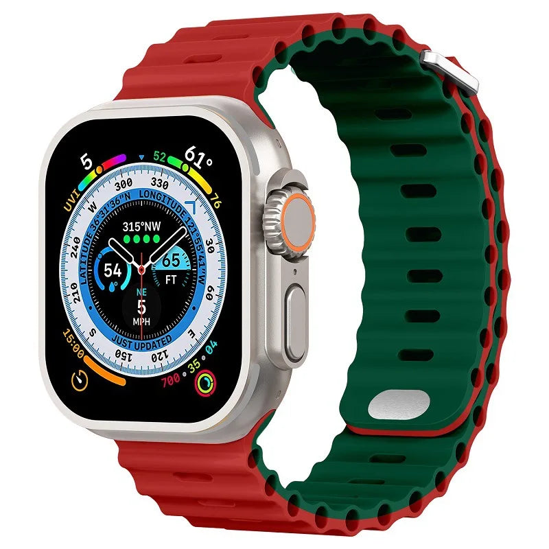 Ocean Strap for Apple Watch Ultra 2 Band 49mm Series 45mm 41mm 44mm 40mm 42mm 38mm Silicone Watchbands iWatch 9 8 7 6 5 4 3 SE2