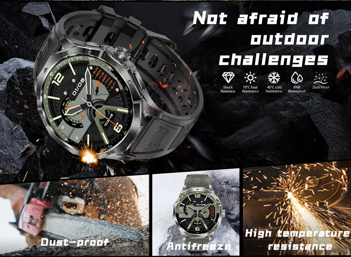 2024 New Men Smart Watch GPS Tracking Outdoor Sports Compass Voice Bluetooth Call Air Pressure 750mAh Battery Health Smartwatch