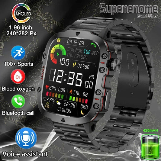 2024 New Bluetooth Call Smart Watch For Android IOS Fitness Motion Blood pressure Watch Men 3ATM Waterproof 2.0 Inch SmartWatch