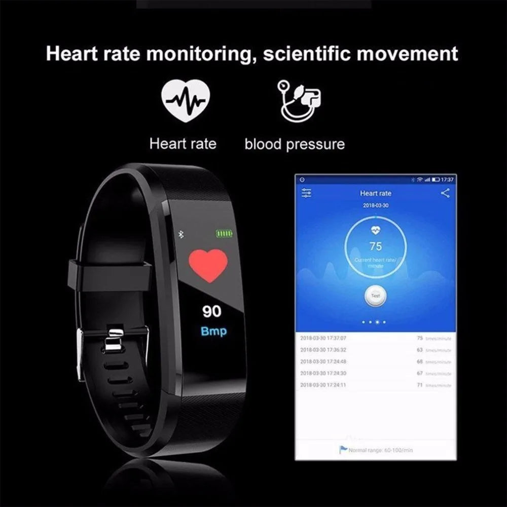 ID115 PLUS Smart Sports Bracelet Bluetooth Wristband Heart Rate Monitor Fitness Tracker Band Watch For IOS Android Phones