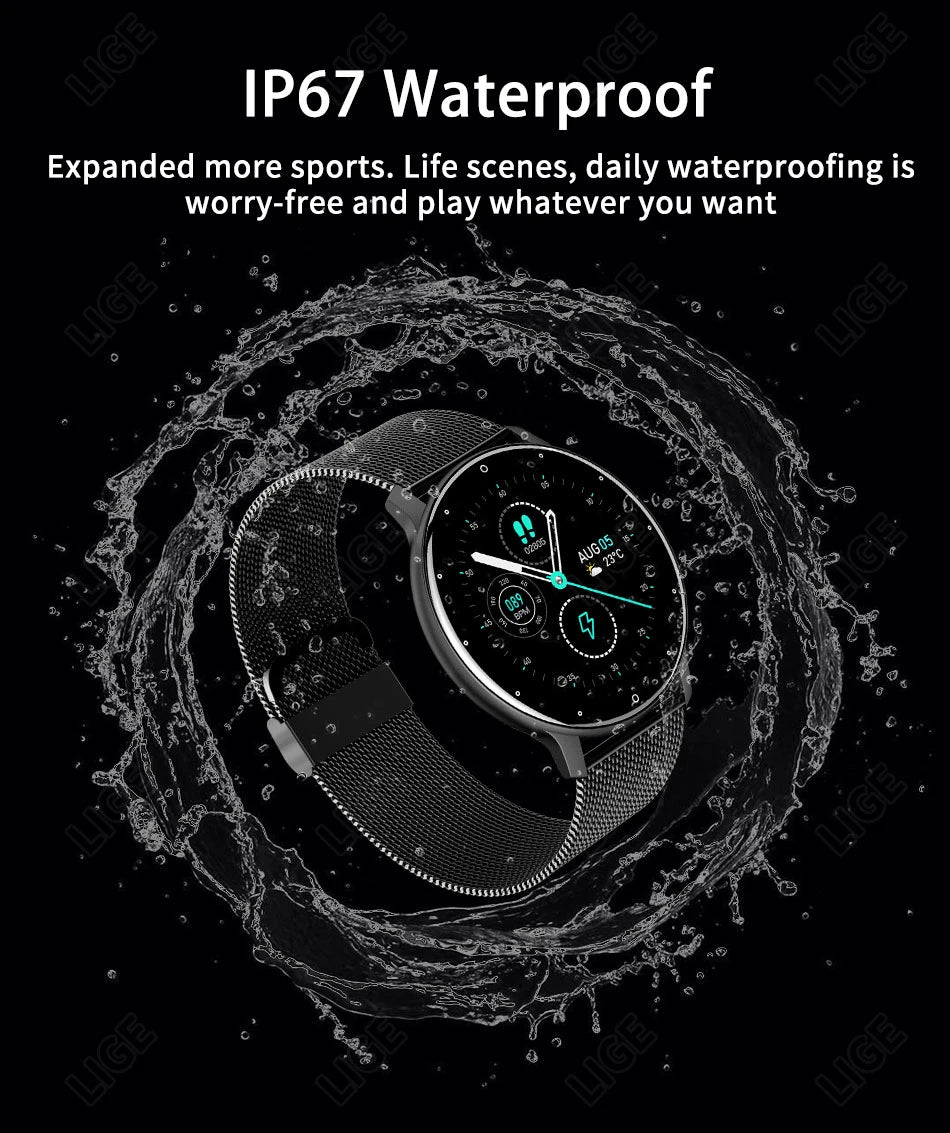 LIGE 2024 New Men Smart Watch Real-time Activity Tracker Heart Rate Monitor Sports Women Smart Watch Men Clock For Android IOS