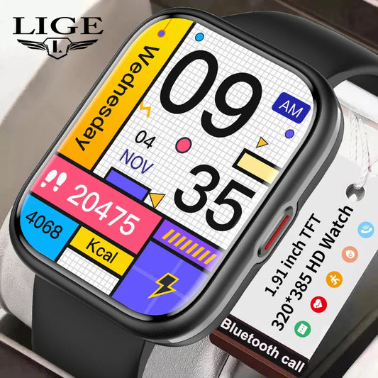 LIGE Smart Watch Men Women 2024 Waterproof Bluetooth Call Smartwatch Heart Rate Sports Fitness Tracker NFC Watch For Android IOS