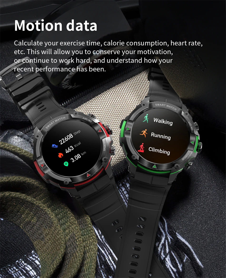 2024 New Men Smartwatch outdoor sports smart watch Bluetooth call IP68 waterproof health monitoring watch adult 420 mAh battery