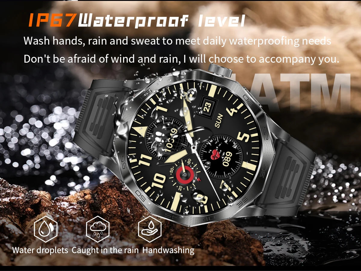 2024 New Outdoor Men IP68 waterproof Compass Smart Watch 710Mah Battery Health Track Bluetooth Call Smartwatch For Huawei Xiaomi