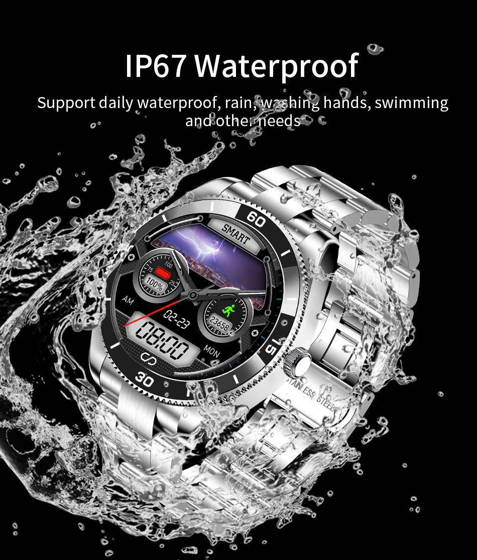 2024 Sports Fitness Tracking SmartWatch fashion Bluetooth Watch Heart Rate Clock Steel Band Full Touch screen Watch For Men +Box