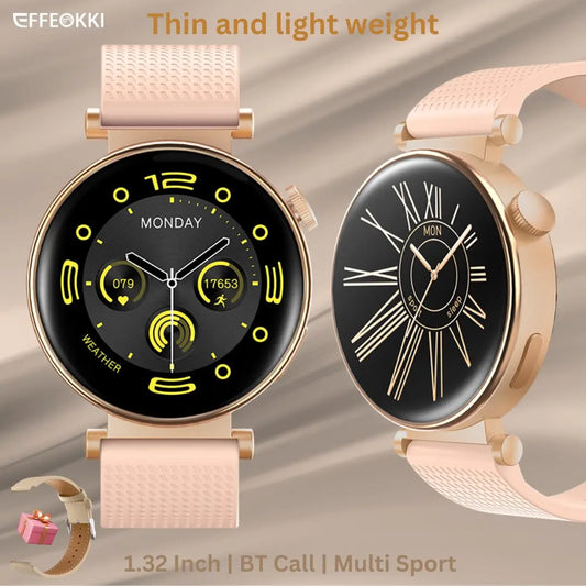 2024 Fashion Lady Smart Watch with 2 Strap for woman Amoled 360*360 Female Health Monitor BT Call Female Waterproof Smartwatch