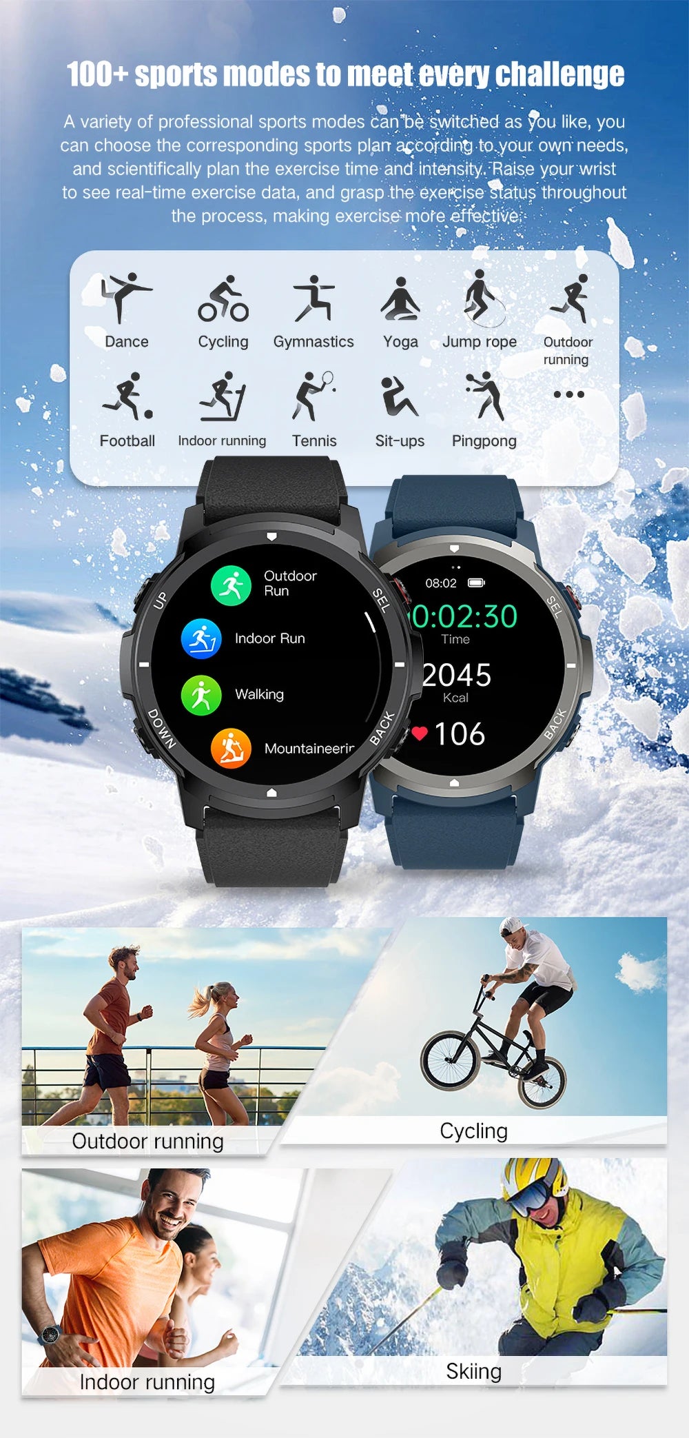 2024 Sports Smartwatch Fitness Tracker Multifunction Bluetooth Call 4 Buttons Waterproof Men Smart Watch Women