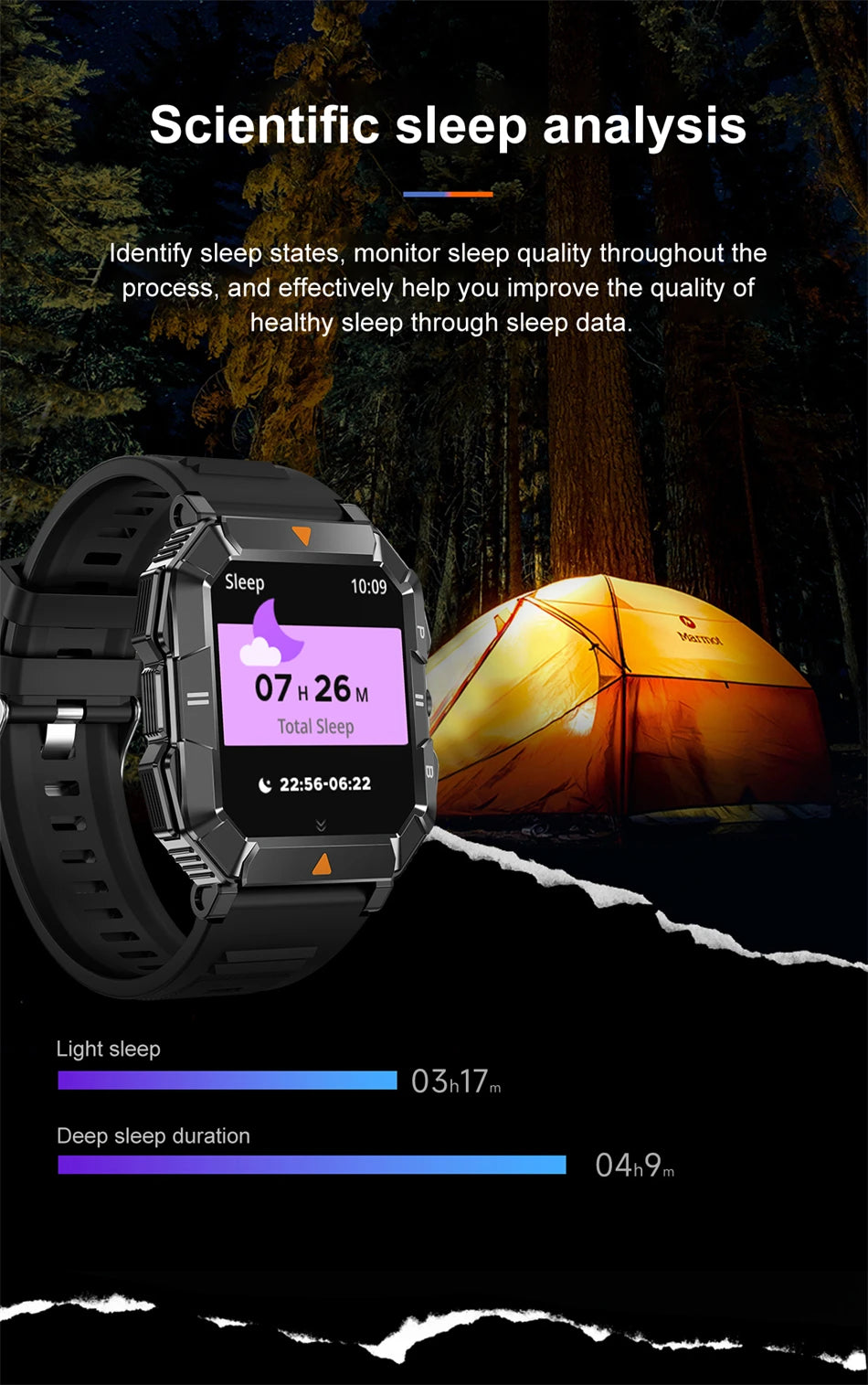 Outdoor Military LED Flashlight Smartwatch Men Sport Mode Health Monitoring Watch Waterproof Bluetooth Call Smart Watch 2024 New