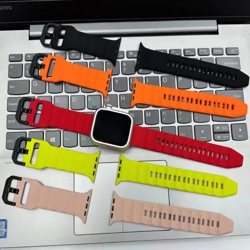 Silicone Strap for Apple Watch Ultra 2 49mm 9 8 7 45mm 41mm Band Sports Bracelet Wristband iWatch 6 5 4 3 2 SE 44mm 40mm Correa