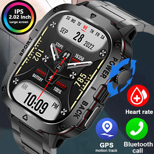 2024 New Rugged Military GPS Smart Watch Men AMOLED HD Screen Heart Rate Bluetooth Call Waterproof Outdoor SmartWatch For Xiaomi