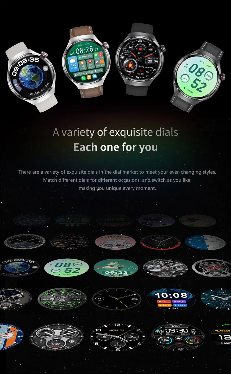 For Huawei New Smart Watch Men Watch 4 Pro AMOLED HD Screen Bluetooth Call NFC Health Monitoring Smartwatch 2024 New Watch