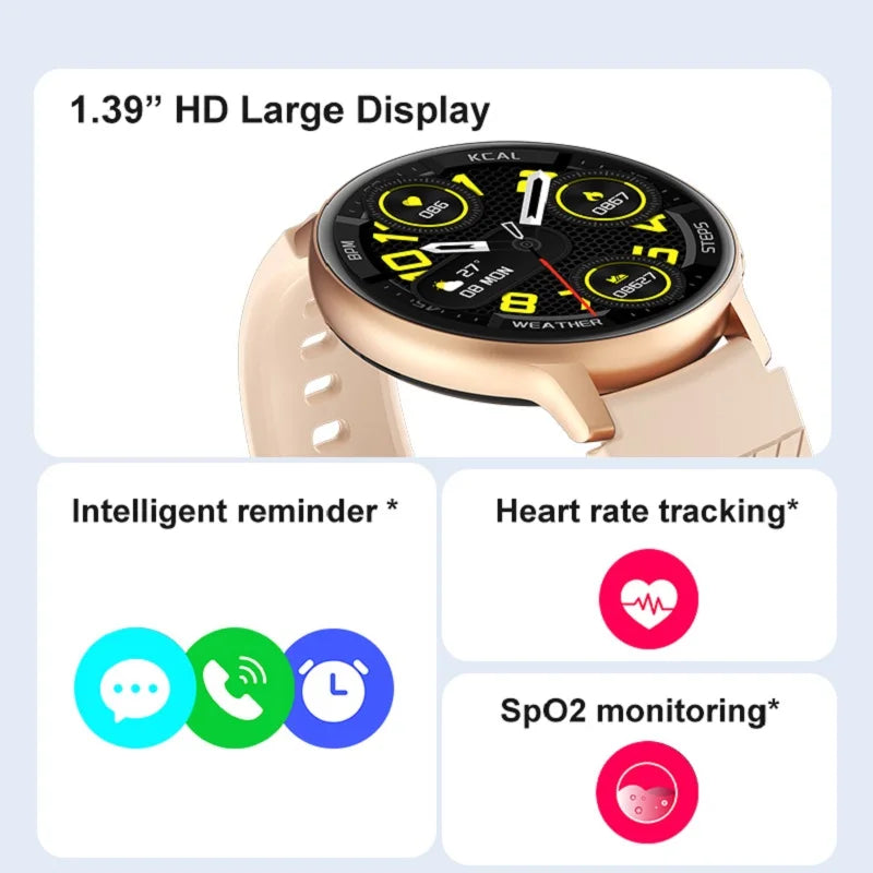 S52 Smartwatch 2024 Women Men‘s Girls Electronic Watch 1.39" Bluetooth Fitness Digital Original Waterproof IP67 Golden Clock