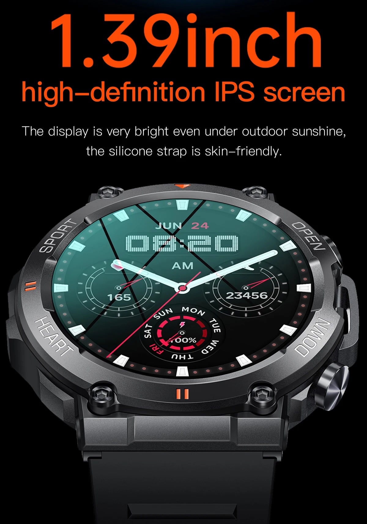 2024 Smart Watch Men HD Screen 400mah Long Standby Bluetooth Call Heart Rate Blood Pressure Pedometer Outdoors Sport Smartwatch