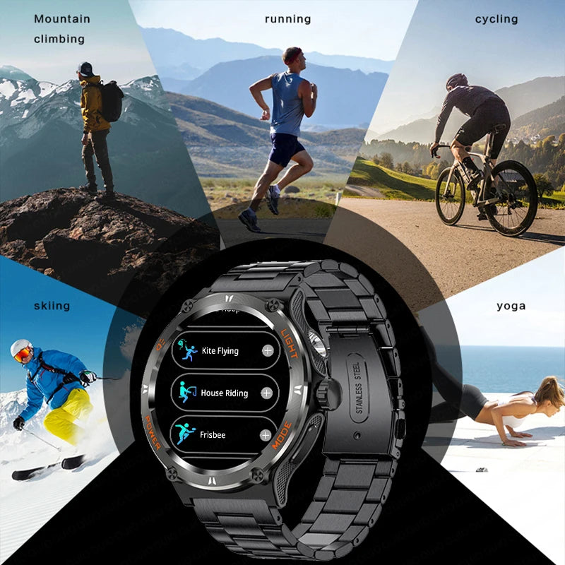 2024 New Rugged Military GPS Track Smart Watch Men Bluetooth Call 500Mah 3ATM Waterproof Outdoor smartwatches For Huawei Xiaomi