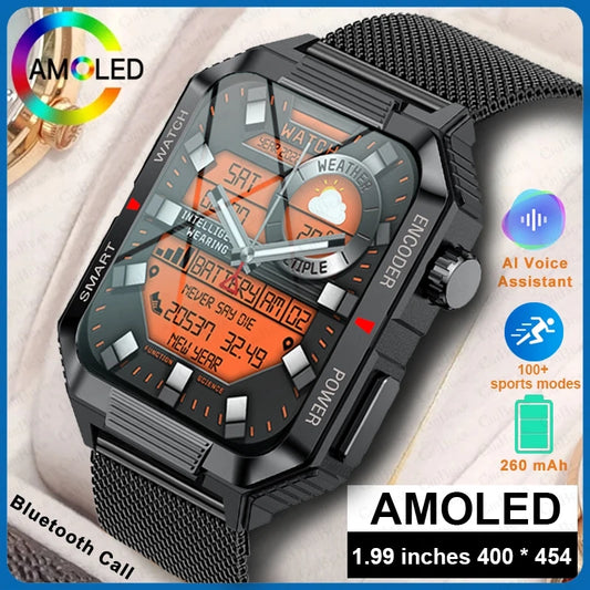 2024 New ECG+PPG SmartWatch Men 1.99 Inch  AMOLED Screen Health Monitoring Waterproof Bluetooth Call Smart Watch For Android IOS