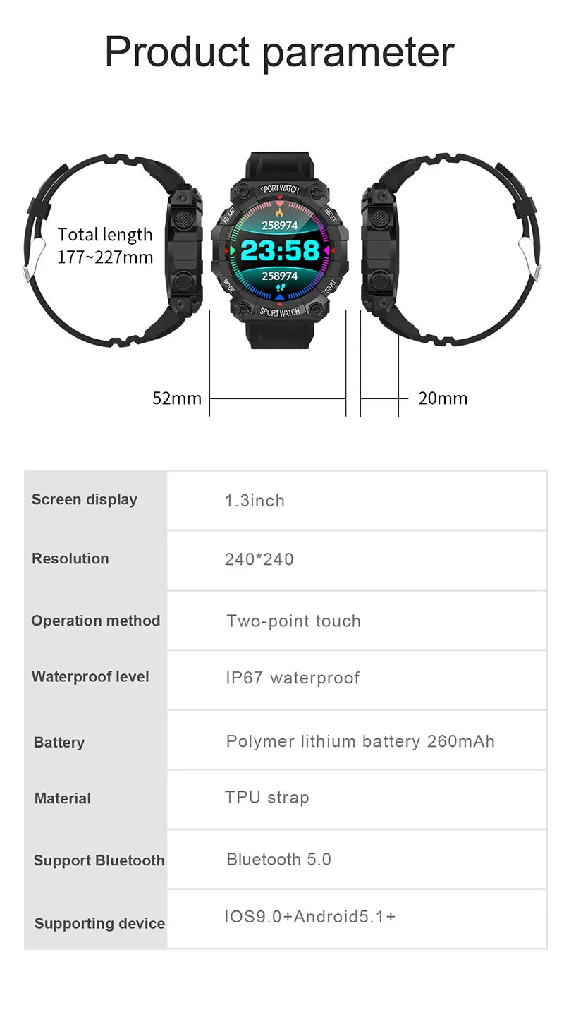 New Smart Watch Men Wome Touch Screen Sports Fitness Bracelets Wristwatch Waterproof Bluetooth Smartwatch FD68S For Android ios