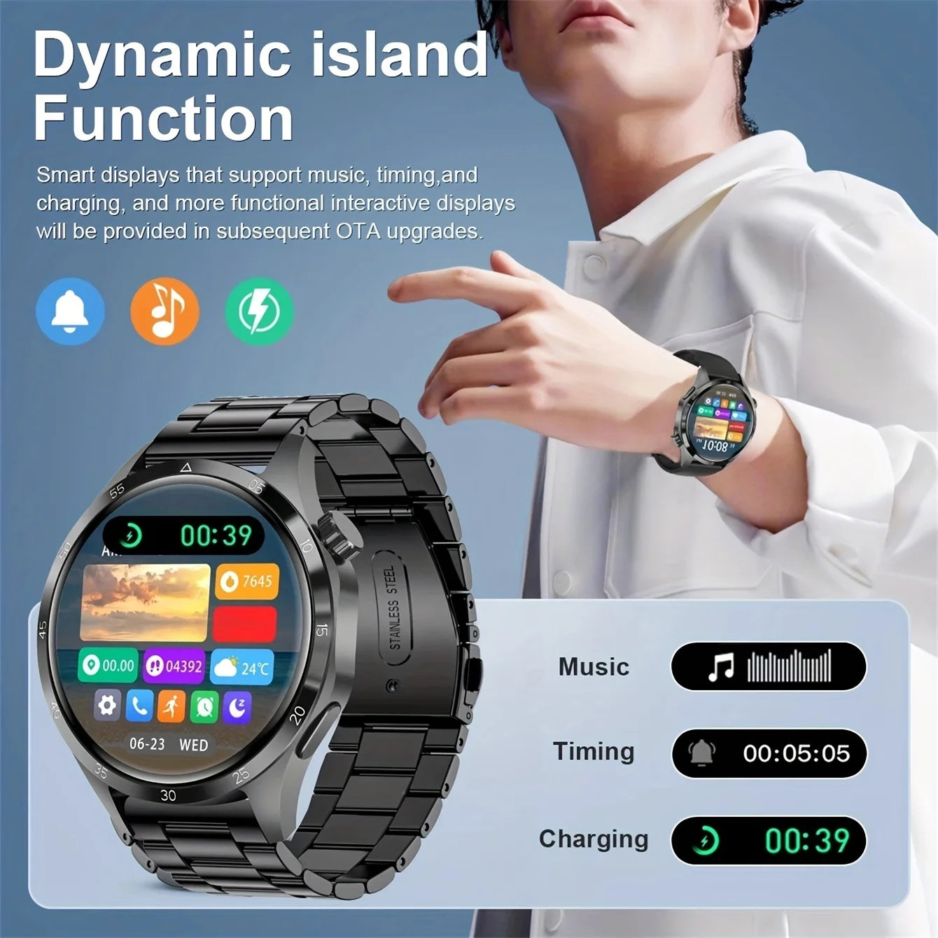 2024 New GPS Tracker Smartwatch Men GT4 Pro+1.53-inch AMOLED 360 * 360 HD Screen Wireless Call NFC Smartwatch