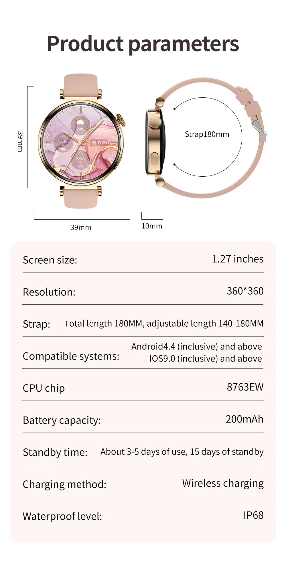 2024 New Bluetooth Call Smart Watch Women Blood Sugar Blood Oxygen Monitoring Watch 200 MAH Battery lP68 Waterproof Smartwatch