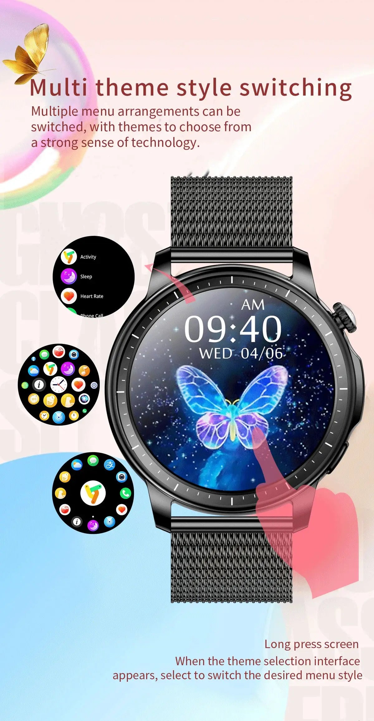 2024 New Fashion Smart Watch Women AMOLED HD Screen Sports Tracker Health Monitoring IP67 Waterproof Bluetooth Call smart watchs