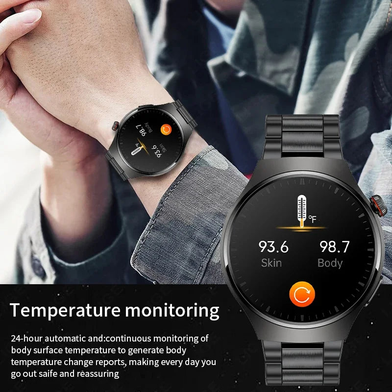 2024 New Non-invasive Blood Sugar Smart Watch Men ECG PPG Heart Rate Blood Pressure Sleep Tracker Smartwatch For Huawei Xiaomi