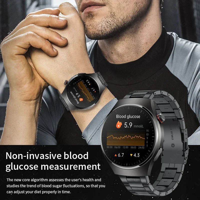 2024 New Non-invasive Blood Sugar Smart Watch Men ECG PPG Heart Rate Blood Pressure Sleep Tracker Smartwatch For Huawei Xiaomi