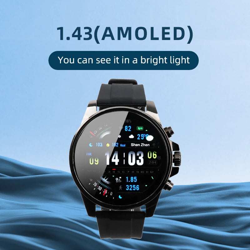 Hello W1 Amoled Screen Bluetooth Call Smartwatch Men Sports Voice Assistant Offline Music Smart Watch for Android IOS 2024