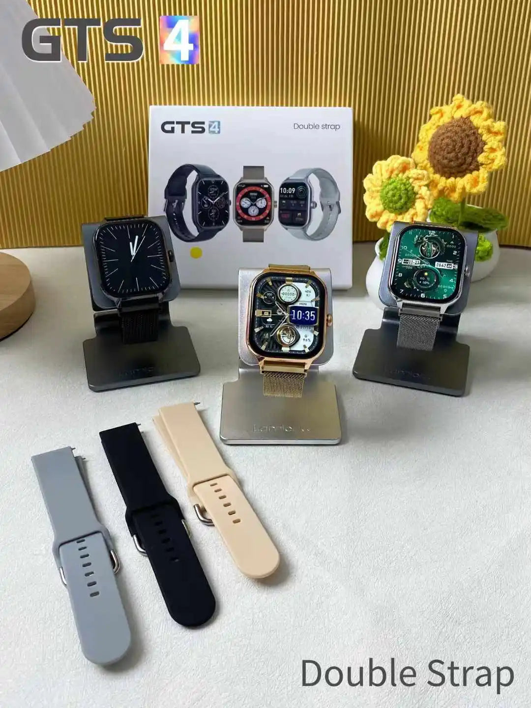 Gts4 Men Women Smartwatch Full Touch Screen With 2 Straps Sports Fitness Watches Bluetooth Calls Digital Relojes Inteligentes