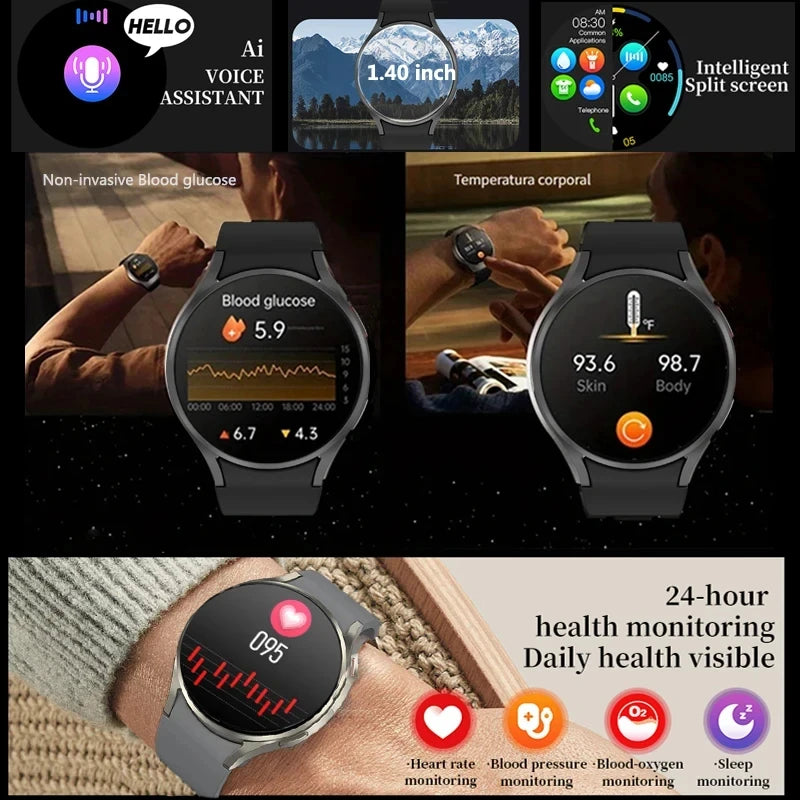 2024 New Men's SmartWatch AMOLED GPS Sport Tracker Smart Watch Men Blood Sugar Bluetooth Call NFC Waterproof Smartwatches Women