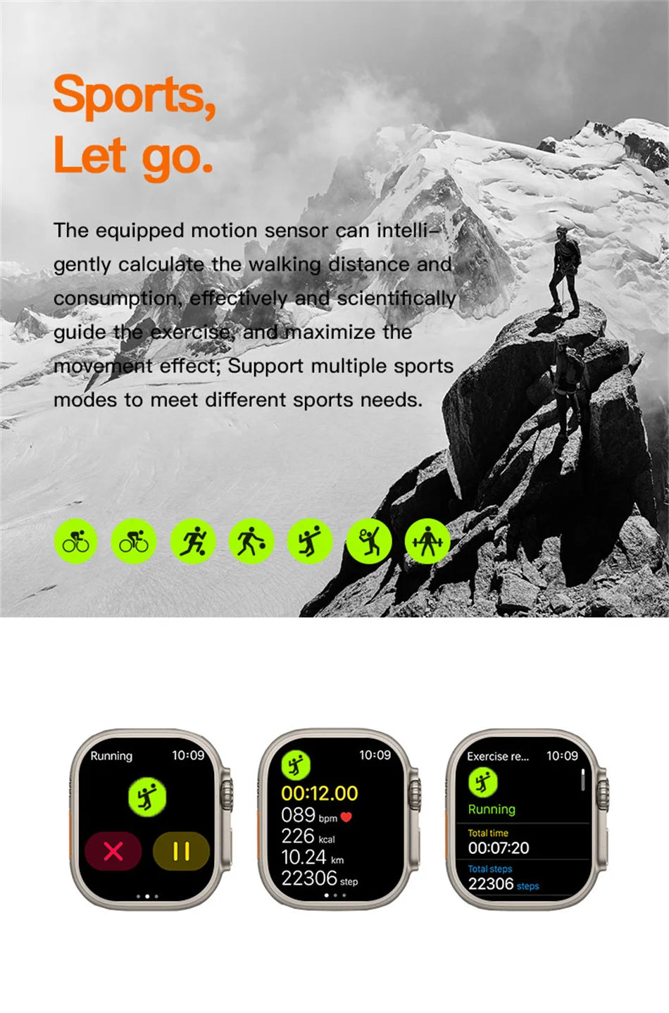 2024 T800 Ultra 2 Smart Watch Men 49mm Series 8 2.3 "AMOLED Screen NFC Compass Waterproof For Apple Watch IWO Ultra 8 Smartwatch