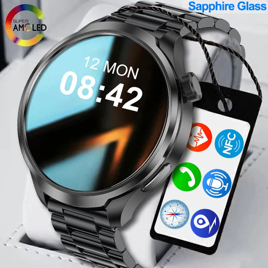 2024 New For Huawei GPS Track Smart Watch Men 1.85" AMOLED HD Screen Bluetooth Call NFC Heart rate Compass Waterproof Smartwatch