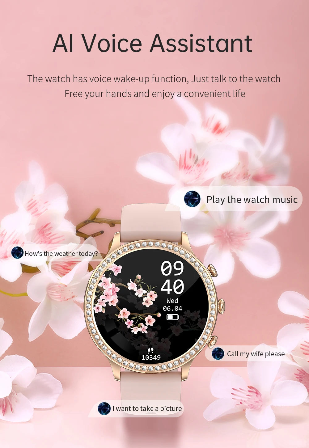 Fashion Luxury Smart Watch Women Bluetooth Call Blood Pressure DIY Custom Sport Fitness Waterproof  Smart watches For Women Gift