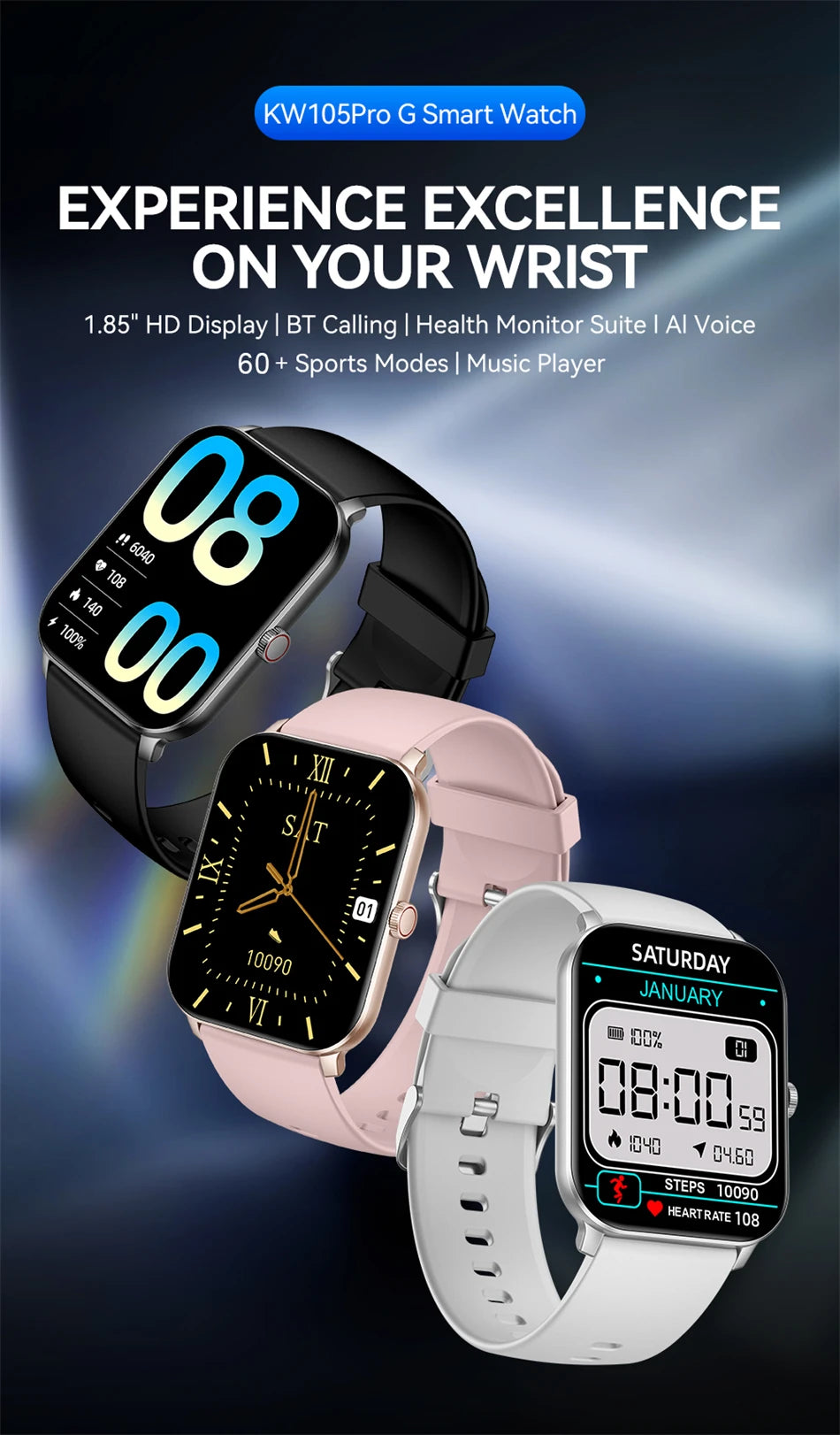 2024 NEW GTS 5 Fashion Women Smartwatch 1.85" AMOLED Display Bluetooth Call Sports Fitness Tracker Heart Rate Smart Watch Women