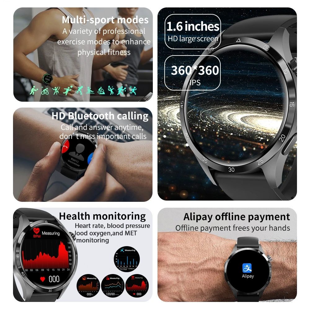 For Watch 4 2024 GPS Sports New Men's Smartwatch AMOLED HD Screen IP68 Waterproof Fitness Watch NFC HD Voice Call Smartwatch Men