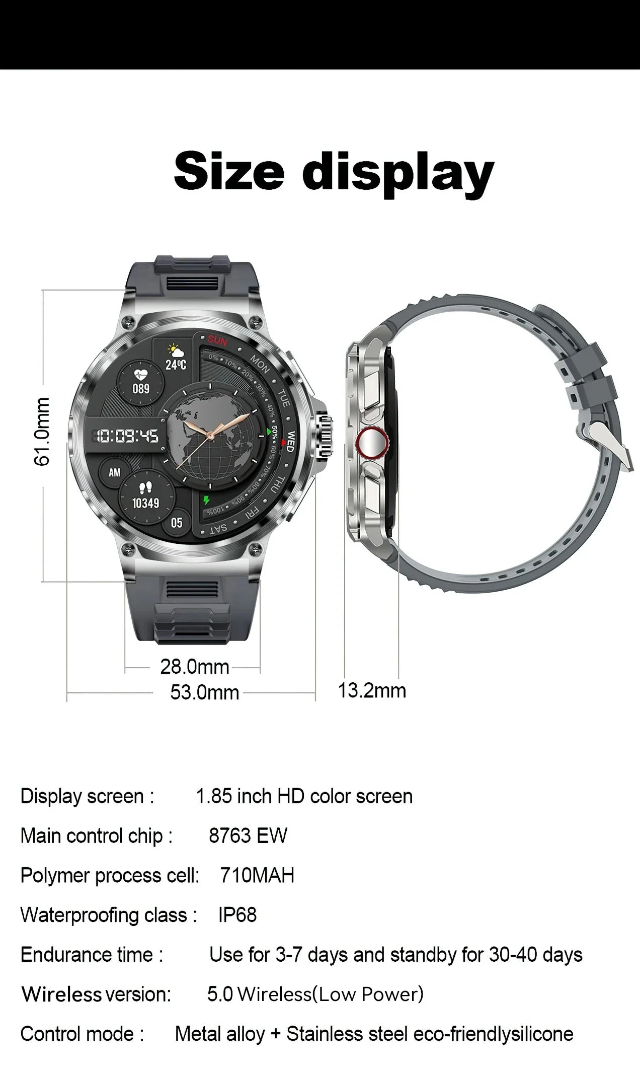 2024 New Men Outdoor Smartwatch 710 Mah Large Battery 1.85 Inch HD Display Men Smart Watch GPS Sports Tracker HD Bluetooth Call