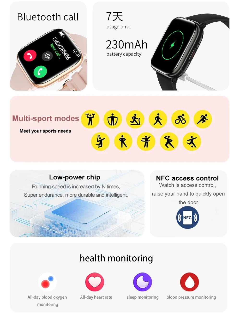 2025 NEW AMOLED Screen Smart Watch Men Women Bluetooth Call NFC Calendar Smartwatch Heart Rate Blood Pressure Sport Smartwatch