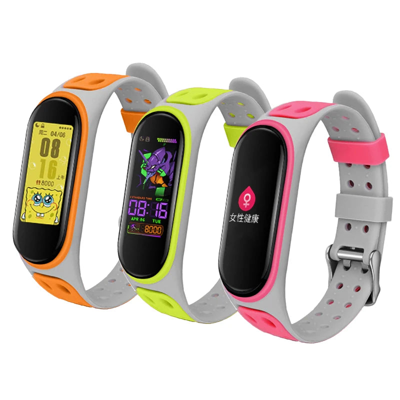 For Mi Band 3/4/5/6/7 Two Color Silicone Strap Replacement Smart Wristband Xiaomi Mi Band 4 5 6 7 Bracelet