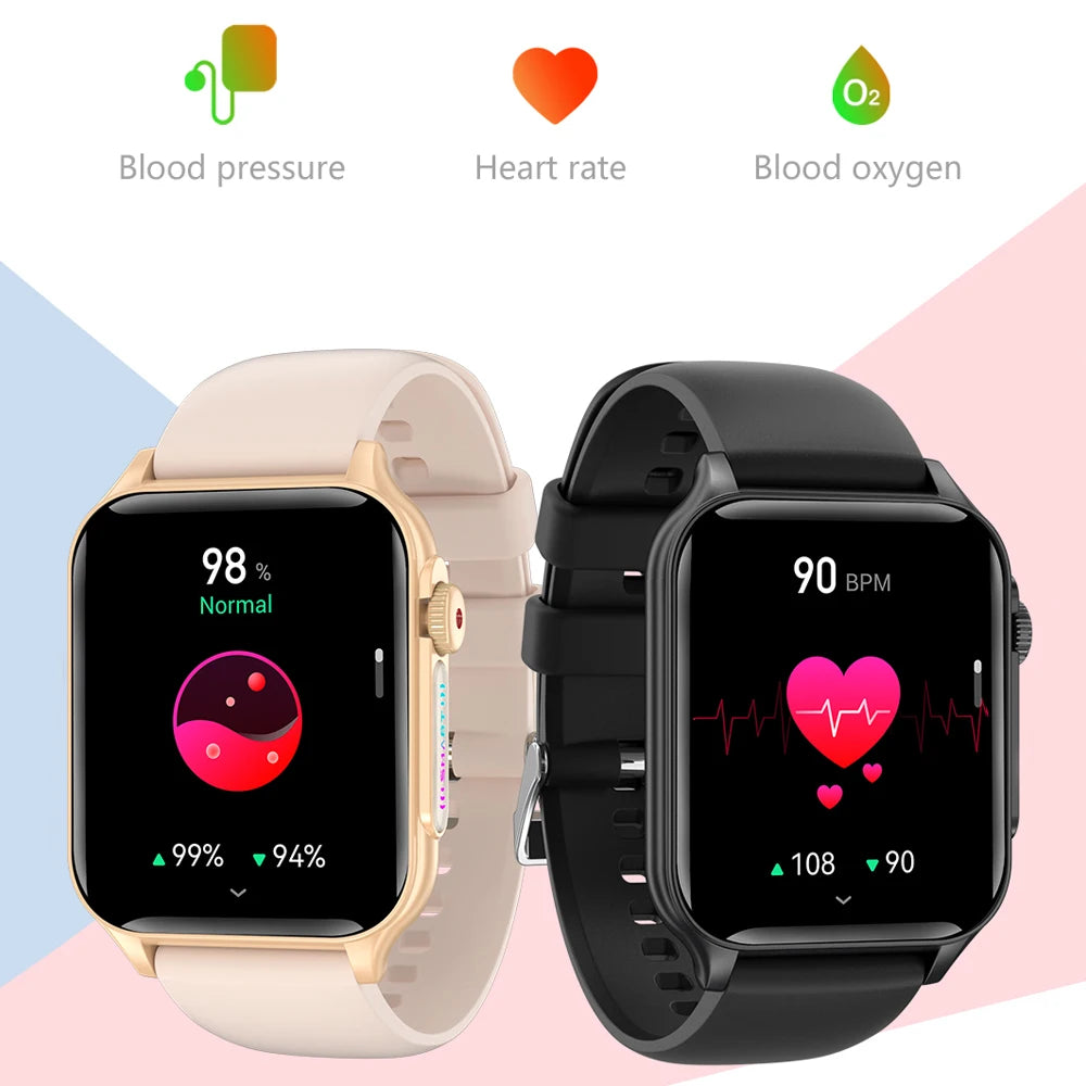 2024 New 1.96 inch Fashion Women Smart Watch Heart Rate Blood Oxygen Fitness Watches with LED torch Smartwatch Men For Xiaomi