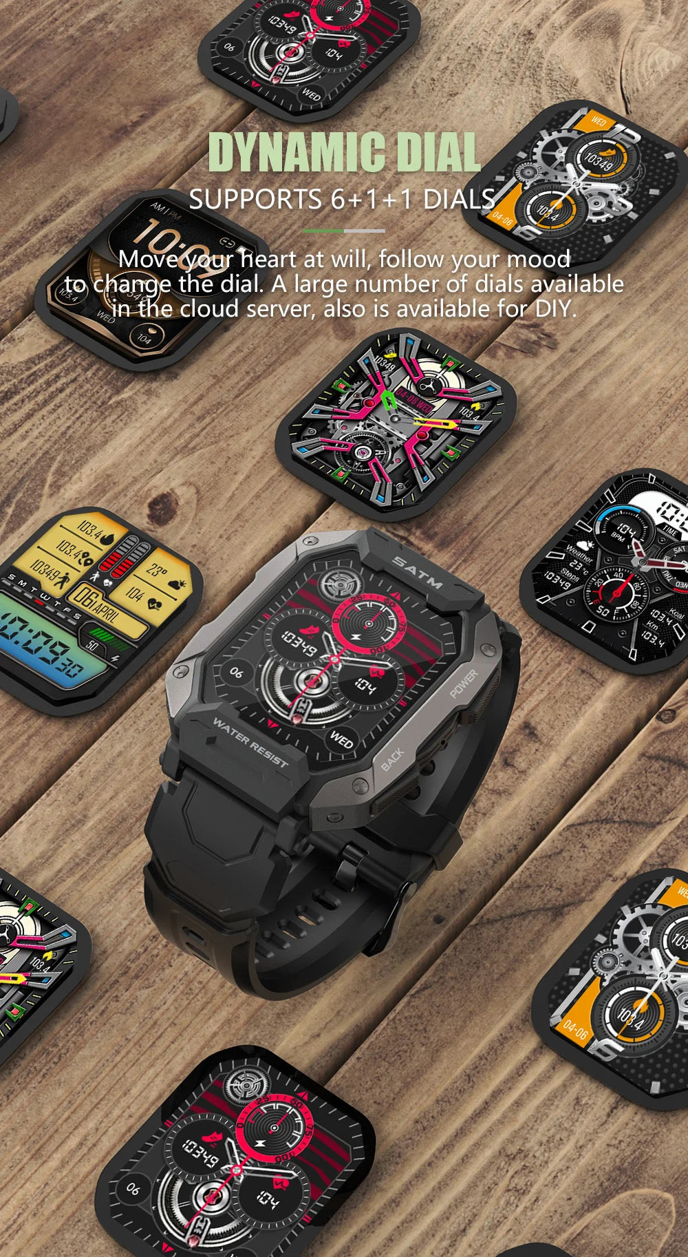 Rugged Military Outdoor Smart Watch Men 2024 for Android Xiaomi Ios Sports Waterproof Watches Fitness Clock Call Smartwatch C20