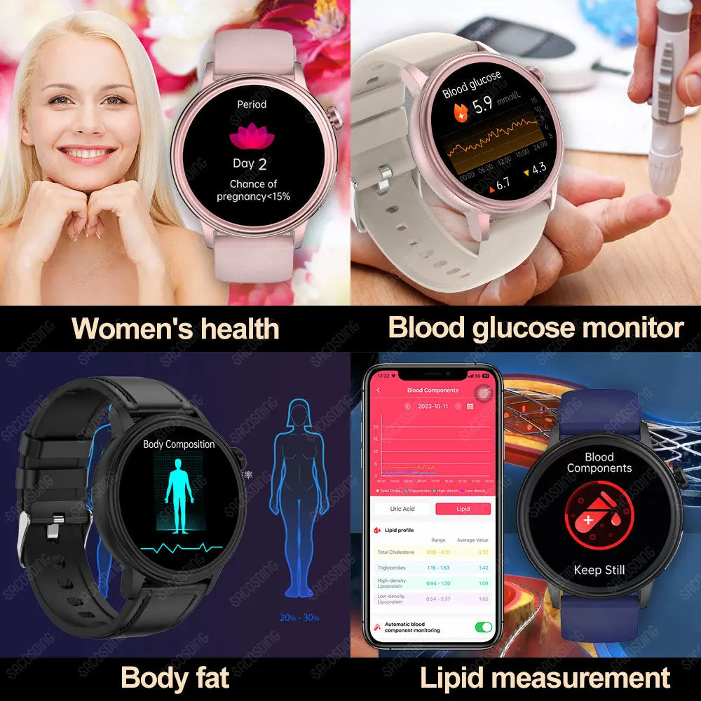 For Xiaomi Bluetooth Call Smartwatch for men women ECG+PPG+HRV Health Watch Blood Sugar Lipid Uric Acid Sport Smart Watches 2024