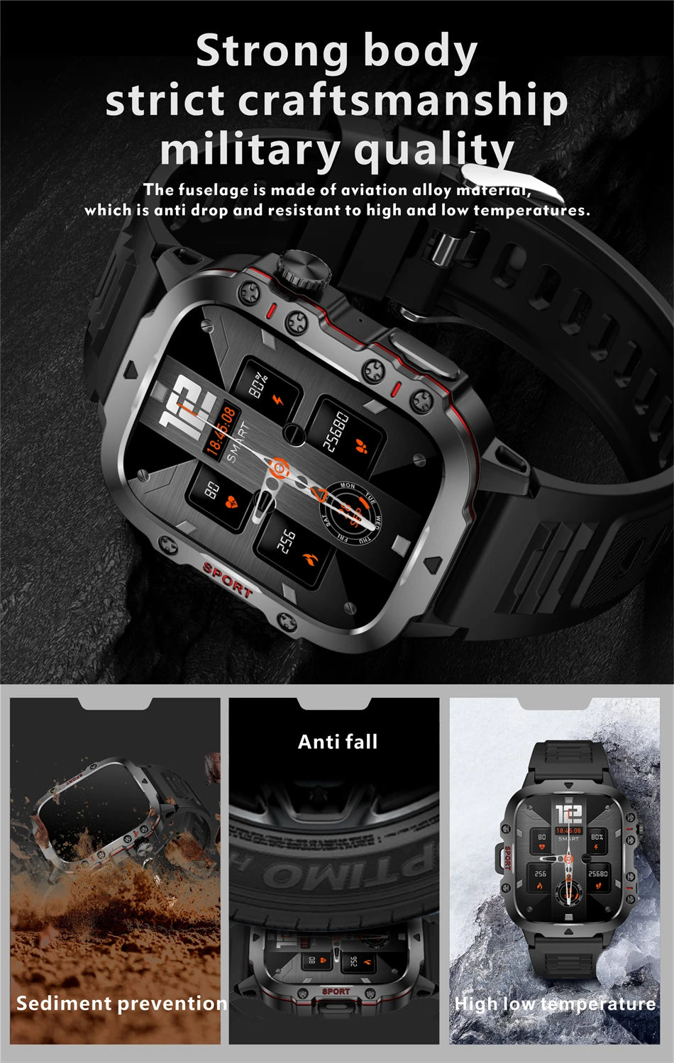 2024 New For Xiaomi Military Smart Watch Men IP68 GPS Outdoor Sports Fitness Tracker Health Monitor 1.96" HD BT Call Smartwatch